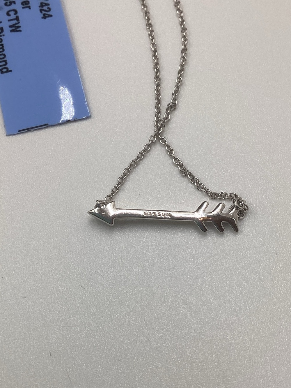 NWT STERLING Silver Arrow DIAMOND Necklace - White - Picture 3 of 3